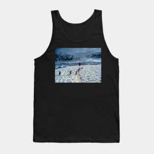 Walking with penguins in Antarctica Tank Top